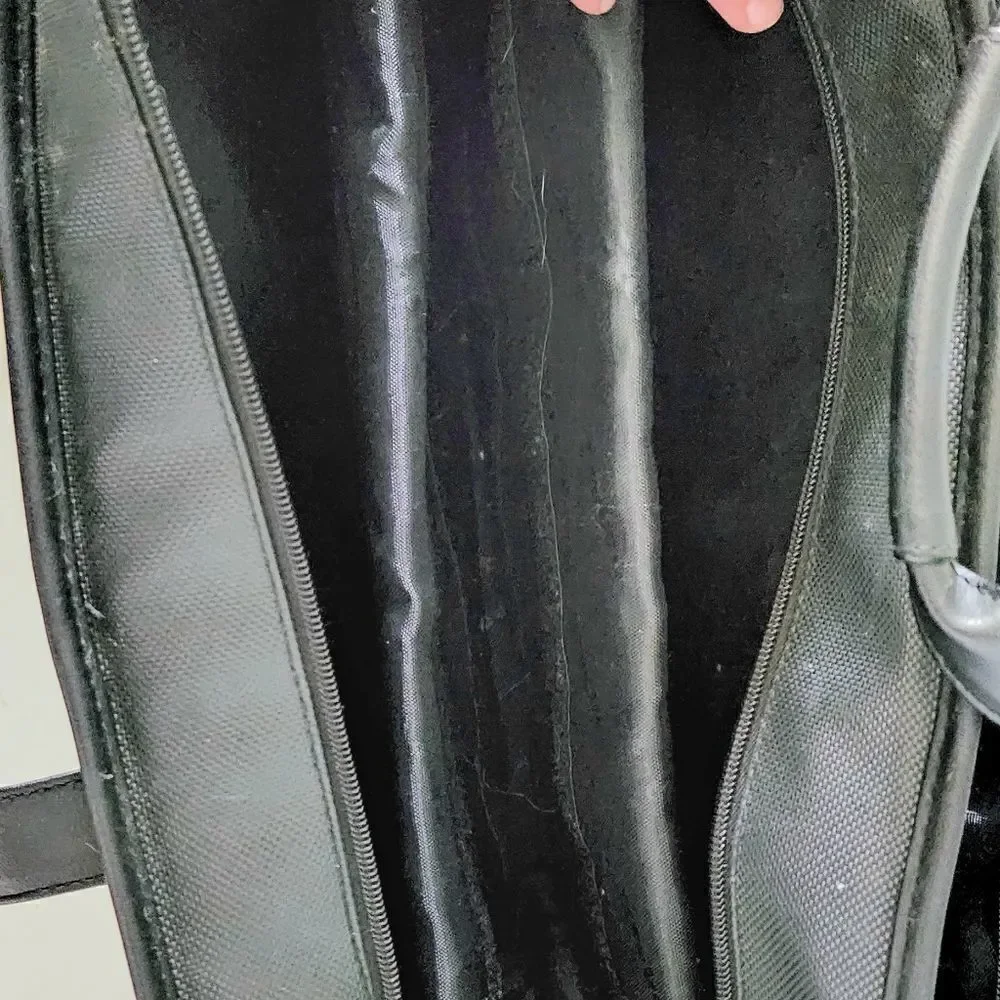 Messenger bag computer work school leather trim mesh front pockets organizer